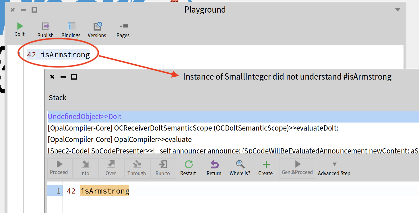 integer doesn't understand isArmstrong message